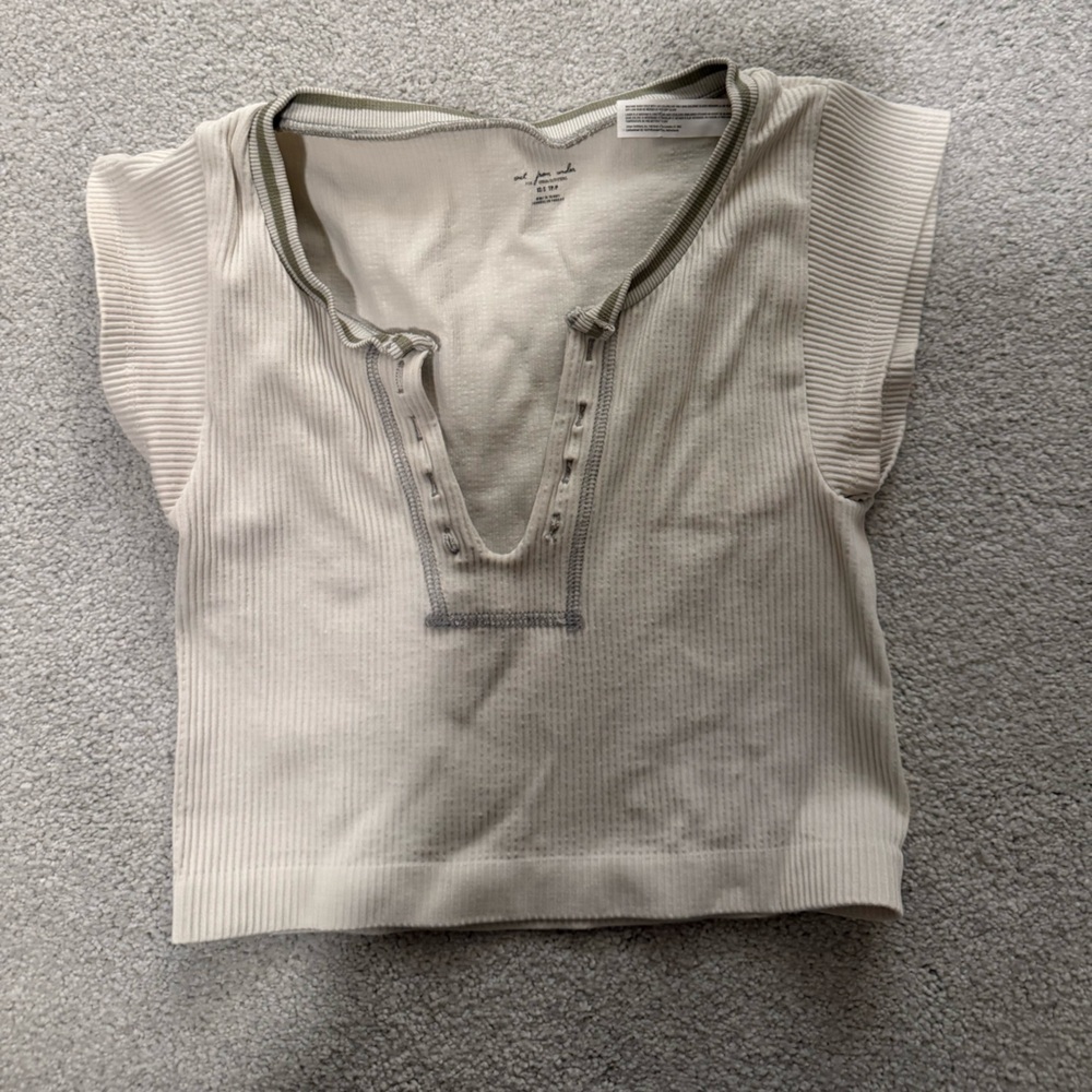 Urban Outfitters Go for Gold Cream Ribbed Top